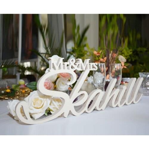 Custom white letter M. and Mrs NAME of family Wedding Wedding Sign m. and Mrs. Last Name Table Sign Wedding Decor 6 "tall
