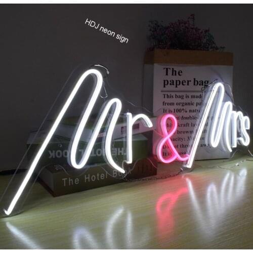 Mr & Mrs Custom LED Neon Sign Suitable For Livingroom Anniversary Propose Wedding Party Background Neon Light Couple Gift