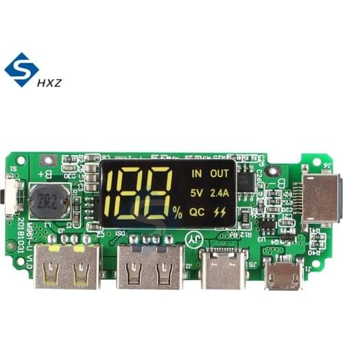 LED Dual USB 5V 2.4A Micro/Type-C USB Mobile Power Bank 18650 Charging Module Lithium Battery Charger Board Circuit Protection