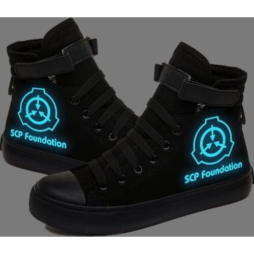 Unisex Anime SCP Foundation Noctilucent SCP Preppy Casual SCP Ankle Canvas Shoes Hook Loop plimsolls duck shoes Sneakers