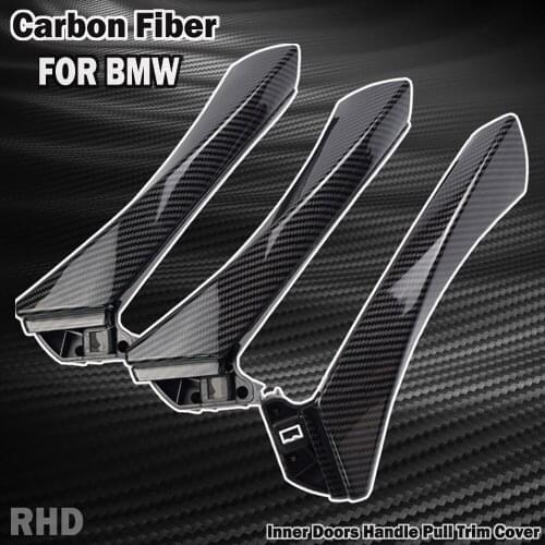 Car Inner Handle Interior Door Panel Pull Trim Cover Carbon Fiber left Right For BMW 3 series E90 E91 316 318 320 325 328