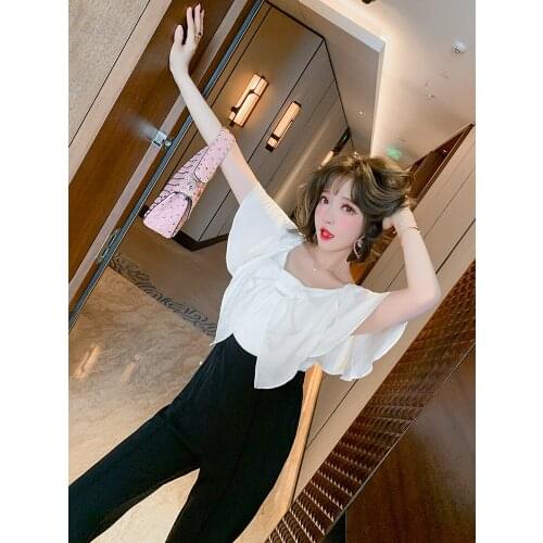 Top Quality sexy natural brought the bowknot of lotus leaf sleeve splice bootleg fashion jumpsuits women new summer