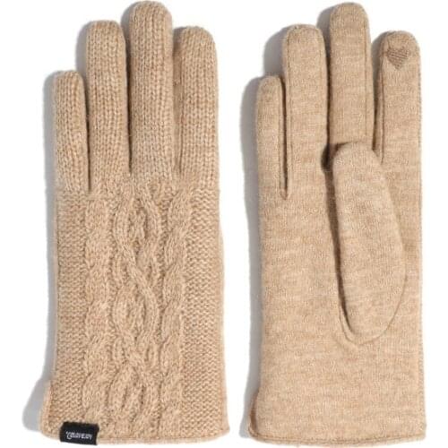 Ladies Cashmere Warm Gloves Touch Screen Winter Outdoor Cold-Resistant Knitted Wool Gloves Plus Velvet Padded Gloves