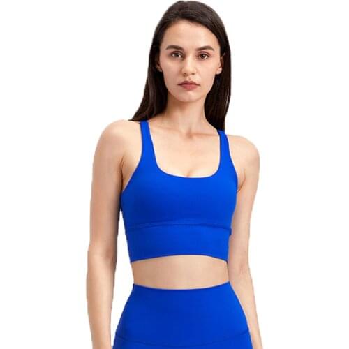 Medium Impact Push Up Gym Workout Sports Bras For Women Naked Feel Athletic Brassiere Cross Back Strappy Fitness Yoga Bra Top