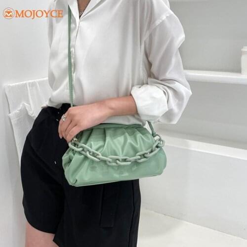 2021 Retro Women Hobo Bags Solid Color PU Leather Plush Shoulder Crossbody Messenger Bag Ladies Chain Small Clip Handbags Purse
