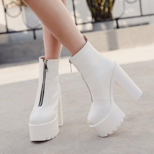 European and American white nightclub DJ bar DS performance shoes 15cm thick heel ultra-high heel platform womens single shoes