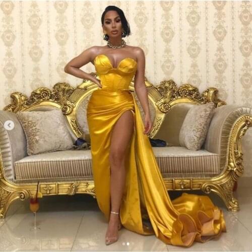 Gold Evening Dresses Sexy vestido de festa longo Prom Dress Abiye Long Pleat Sweetheart Prom Gown Removable Skirt Robe De Soiree