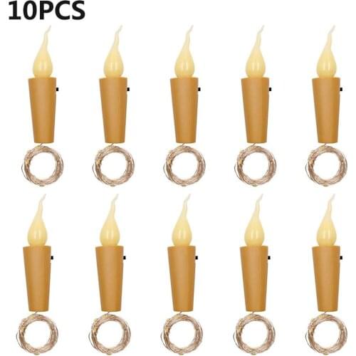 10PCS 1M/2M Holiday Light String Candle Flameless Wine Bottle Cork Fairy String Lights DIY Mini Flame Cork Light for home decor