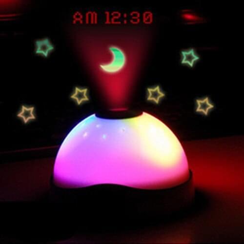 100pcsMagic Alarm Clock Sveglia LED Digital Projection Colorful Star Night Luminova Electronic Desk Table Reveil Klok Clock For