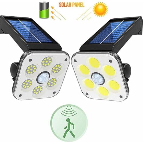 54 COB PIR Motion sensor LED Solar Light Bulb Outdoor Solar Wall Lamp Remote Control Waterproof Sunlight Powered for Garden