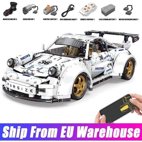 IN STOCK QC016 High-Tech Car Toys The Widebody Super Race Car Model Assembly Building Blocks Electric Bricks Kids Christmas Gift