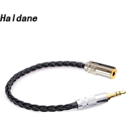 Free Shipping Haldane Hand-made 8 Core 7N Single Crystal Copper 4.4mm Female to 3.5mm Male Cable for HIfi MP3 Music Player(10cm)