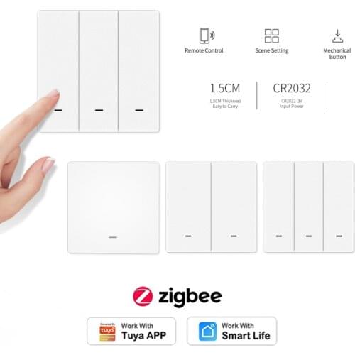 1-3Gang Wireless Tuya Zigbee Scene Switch Push Button APP Remote Control Smart Home Automation Compatible with Alexa Google Home