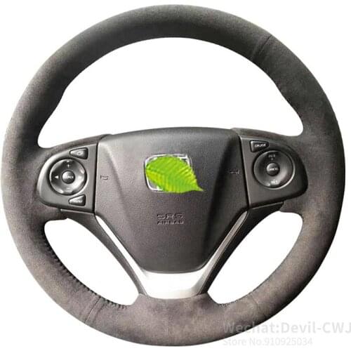 For Honda 2012-2017 CRV Crider 2016 hand-stitch steering wheel grip cover carbon fiber leather Alcantara suede car interior