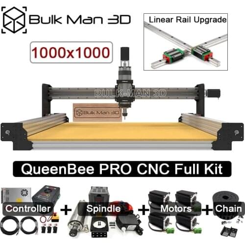 Silver 1010 QueenBee PRO CNC Machine Full Kit Linear Rails Upgraded 4Axis Engraver with Enhanced Tingle Tension System