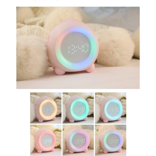 Digital Kids Child Smart Alarm Clock 7 Colors Changing Bedroom Student Wake Up Digital Display Table Clock For Daily Wake Up