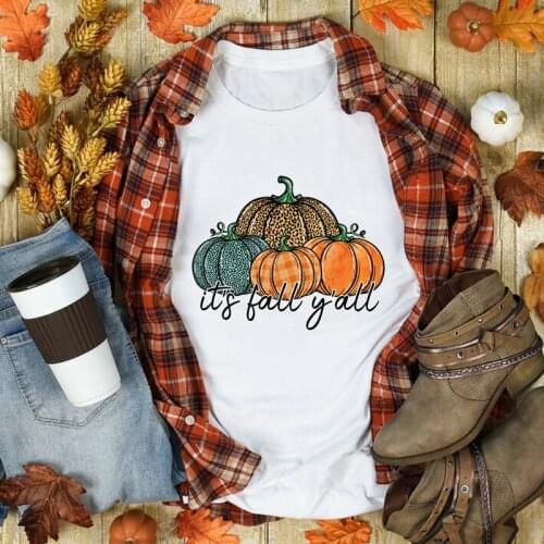 Colored Its Fall Y'all T-shirt Retro Autumn Thanksgiving Holiday Tshirt Cute Women Pumpkin Season Fall Tee Shirt Top