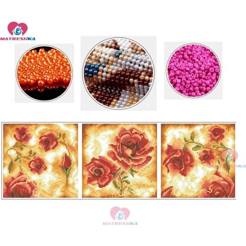 Diy 3d cross stitch beaded cross stitch rose group beadwork home decor crafts needlework accessories pearl part beads embroidery
