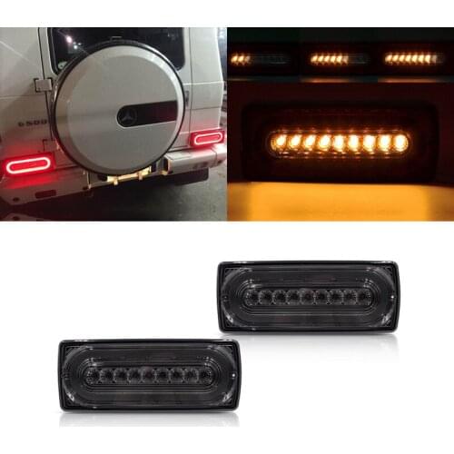 For Benz W463 G500 G550 G55 AMG 1990-2018 Smoked Dynamic Turn Signal Led Tail Light Kits 3-in-1 Brake, Running Fog, Turn Signal