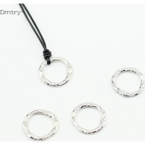 Dmtry 10pcs/lot Fashion Jewelry Round With Round Antique Silver-plated Bracelet Necklace Findings Charms Handmade DIY LC0209