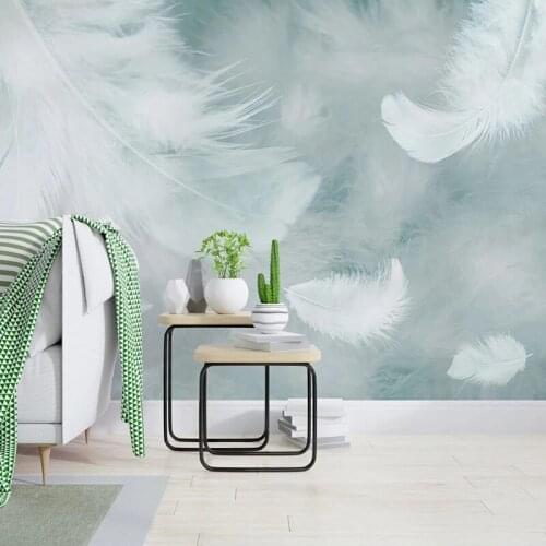 Custom Mural 3D Fresh Watercolor Feather Bedroom Study Living Room Background Decorate Painting Non-woven Wallpaper Waterproof