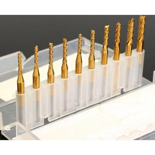 10pc 0.2mm,0.6-1.5mm,1.5-3.175mm PCB Wood cutter CNC Router Bits Corn End Mills Corn Milling Cutter Tool Engraving Bits For Engr