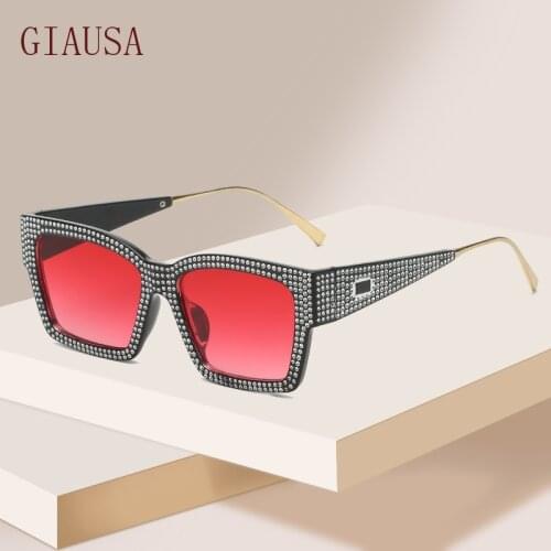GIAUSA European and American Fashion Square diamond Sunglasses retro small box Sunglasses anchor glasses night vision goggles