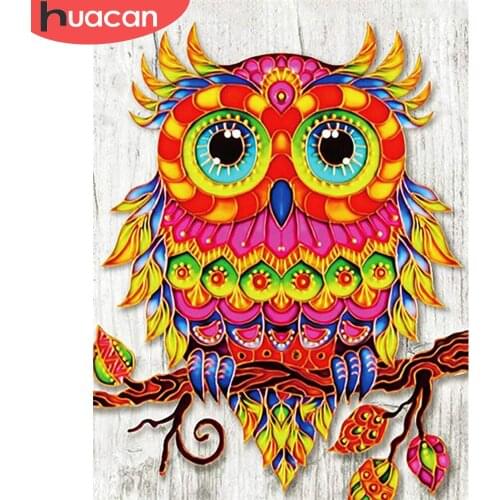 HUACAN 5D Diamond Embroidery Sale Owl Diamond Painting Full Drill Square Animal Diamond Mosaic Picture Of Rhinestone Home Decor