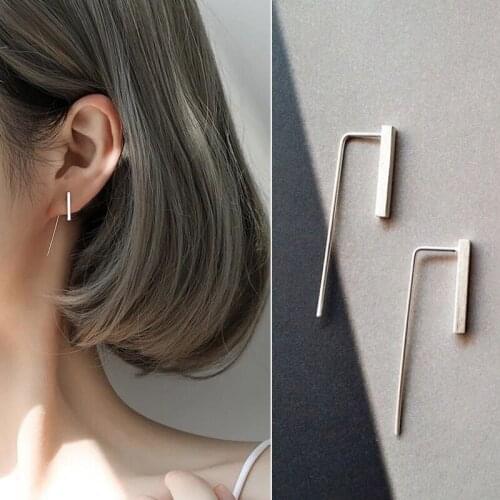 Personality Silver Plated Anti Allergy Stud Earrings Fashion Simple Geometric Jewelry Suitable for Womens Valentines Day Gift