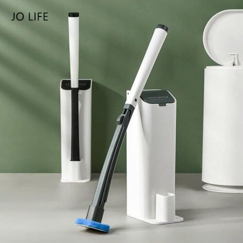JO LIFE Long Handle Toilet Brush With Holder Set Bathroom Scrub Quick Drain Cleaning Brush Clean Tools