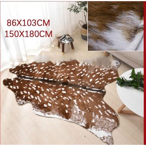 Sholisa Faux CowHide Cow hide Rug Sika Deer Skin Area Floor Carpet Imitation Animal Skin Pelt Shape Handmade Leather Carpert