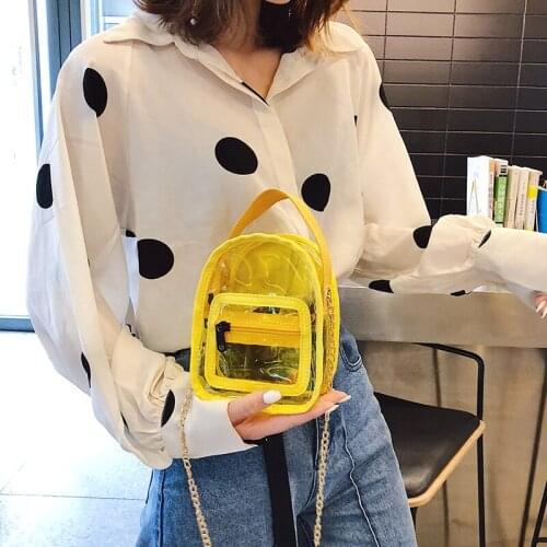 Summer New PVC Transparent Handbag For Women Casual Mini Shoulder Bag Laser Clear Jelly Crossbody Bag Child Cute Chain Small Bag