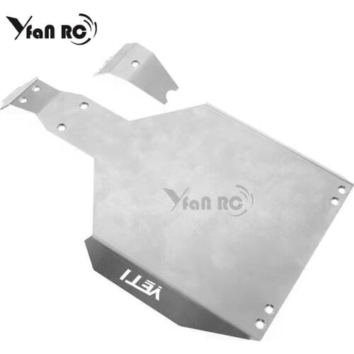Yfan rc 1 Set for Model car axial 1 / 10 Yeti 90026 Little Snowman stainless steel chassis armor two-piece set