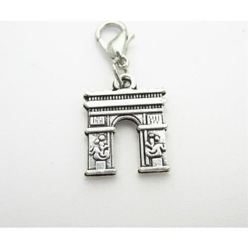 New 20pcs/lot Silver Triumphal Arch Dangle Charms Lobster Clasp DIY Bracelet Necklace Pendants Jewelry Hanging Charms