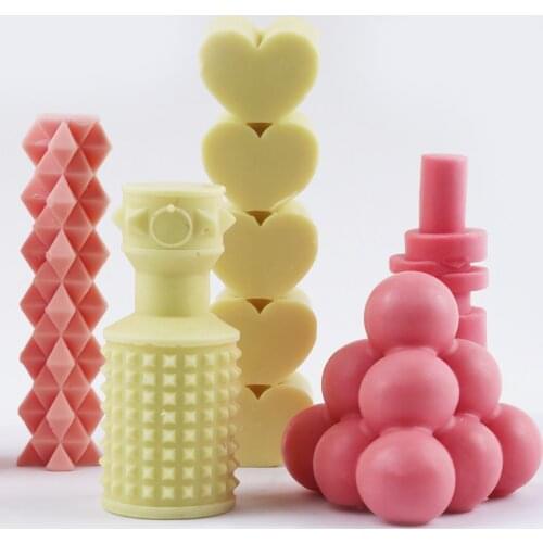 New 3D Polygonal Geometric Heart Shaped Candle Silicone Molds Handmade Decoration Aromatherapy Soy Wax Candle Mould Tool