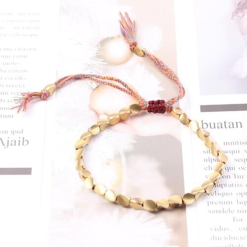 New Unique Rope Bracelet Handmade Cotton Rope Hand Chain Tibetan Creative Braided Bracelet Copper Beads Lucky Bracelet
