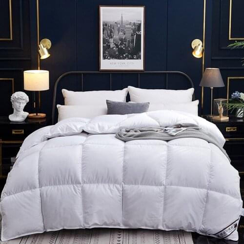 Comforter Winter Quilted Quilts Blanket 95% White Goose Down Duvet Quilt 100%Cotton Cover King Queen Size Twin Weighted Blanket