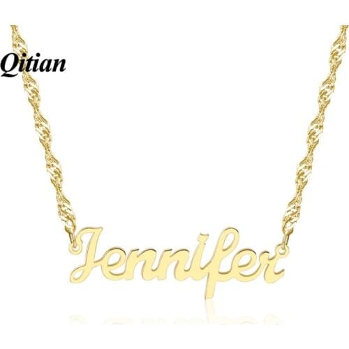 Personalized Necklace,Name Necklace,Custom Name Necklace,Wave Chain Plate Jewelry,Alloy Necklace Jewlery For Women Giifts