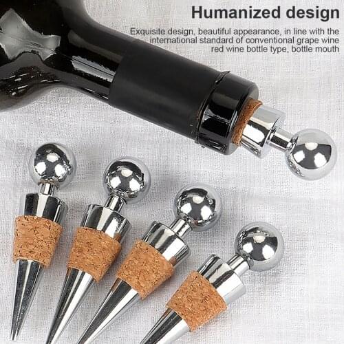 Stainless Steel Wine and Beverage Bottle Stopper Fresh Keeping Sealing Cork for Bar Kitchen