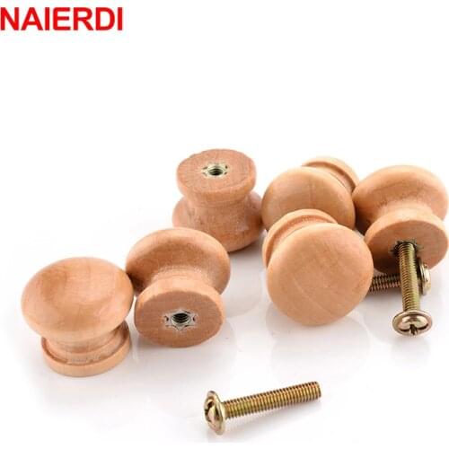 10pcs NAIERDI Handles 2.5X2CM Natural Wooden Cabinet Drawer Wardrobe Knobs Door Pull Kitchen Handle Furniture Hardware