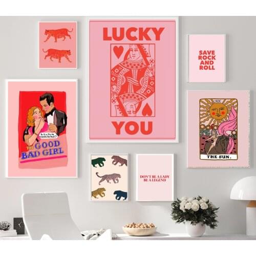 Nordic Abstract Poster Kitchen Tarot Canvas Painting Wall Art Pink Quotes Palmistry Tiger Pictures For Living Room Modern Decor