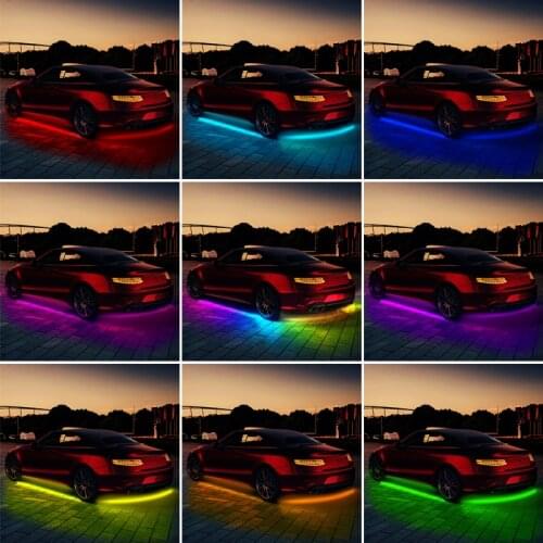 LED Car Chassis Light 12V Underglow Strip Lights Kit APP Control RGB Colorful Chasing Lamp Car Styling Universal Underbody Lamps