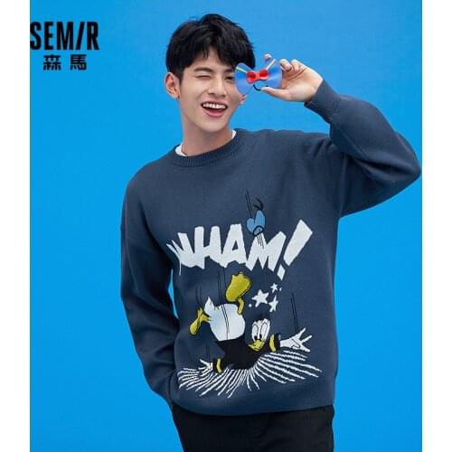 SEMIR Couple Sweater Men 2021 Loose Knit Sweater Autumn And Spring MenS Pattern Sweater
