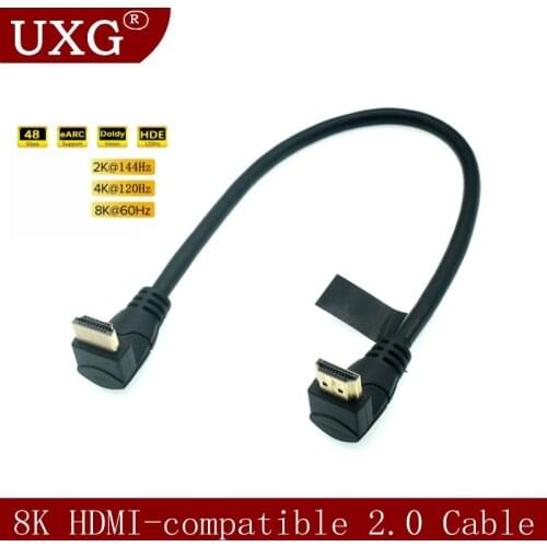 Up & Down Angled HDMI-2.1 Cable 8K 60Hz 4K 120Hz Ultra High-Speed 48Gbps HDMI-Cable 0.3m 1.8m For Apple TV PS4 For Xiaomi Mi Box