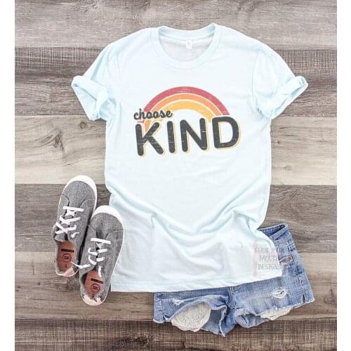 Choose Kind - Kindness Shirt Be Kind Be Nice Cute Womens Tee Summer Rainbow Tshirt Grunge Style