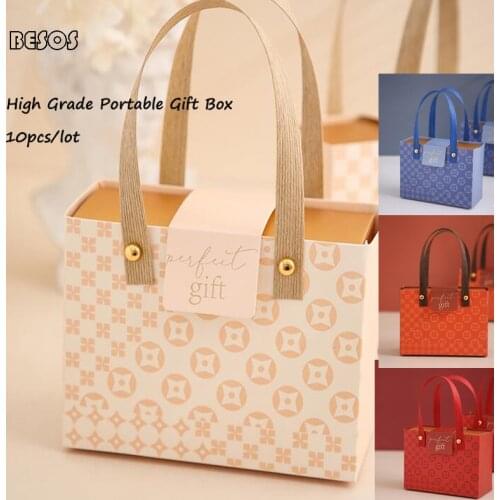 High Grade Champagne Orange Bronzing Printing Portable Drawer Gift Box Wedding Party Candy Flower Package Decoration Gift Box