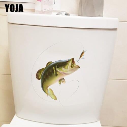 YOJA 18.8×23.6CM Largemouth Bass Cartoon Bathroom Toilet Stickers Fashion Home Room Decoration T1-3174