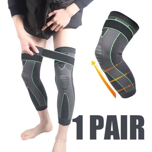 YYTZM Lengthen Stripe Sports Knee Protector Pads Non Slip Bandage Leg Support Leggings 1 Pair Long KneePads Knee Warm Sleeve