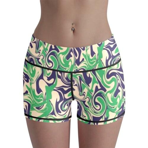 Yoga Seamless Shorts Women 3D Printed High Waist Tight-fitting Running Sports Bottoming Fitness Pants Tight Pants Tying Feet