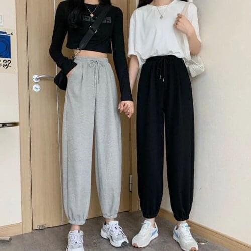 AECU Women Sweatpants Casual Baggy Sports Pants Joggers Wide Leg Oversized Streetwear High Waisted Trousers